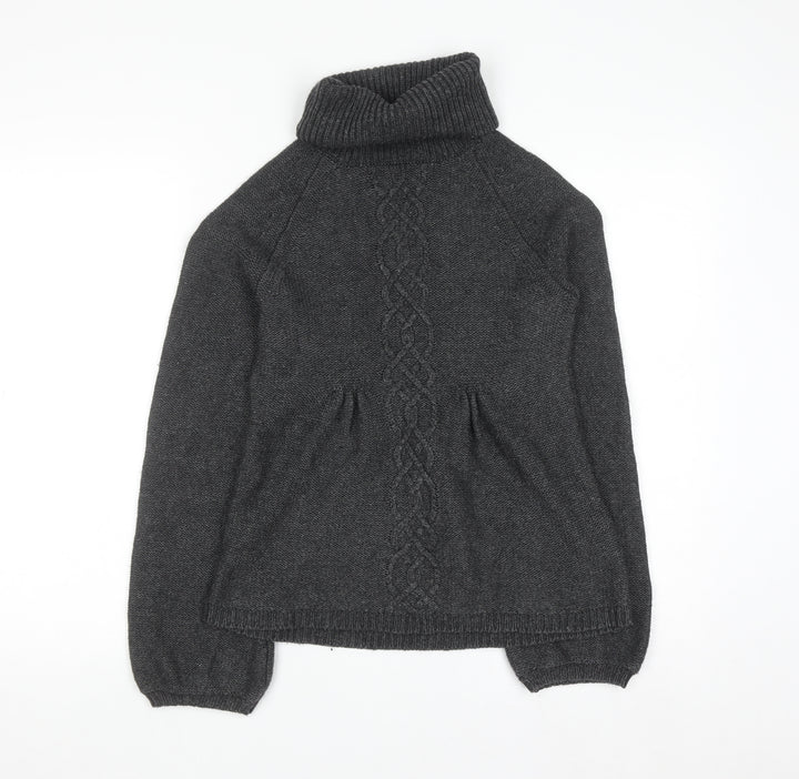 Warehouse Women’s Grey Roll Neck Cable Knit Wool Jumper UK 6