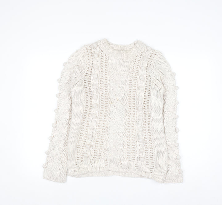 Falmer Heritage Women Ivory Cable Knit Jumper Size 10