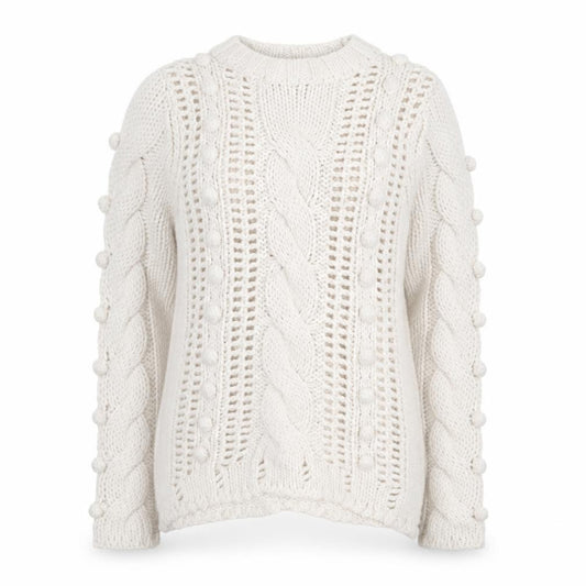 Front view of Falmer Heritage Women Ivory Cable Knit Jumper, size 10