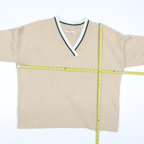 Next Men’s Beige V-Neck Knit Jumper XL Classic Casual Style