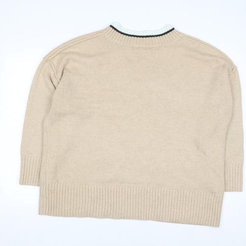 Next Men’s Beige V-Neck Knit Jumper XL Classic Casual Style