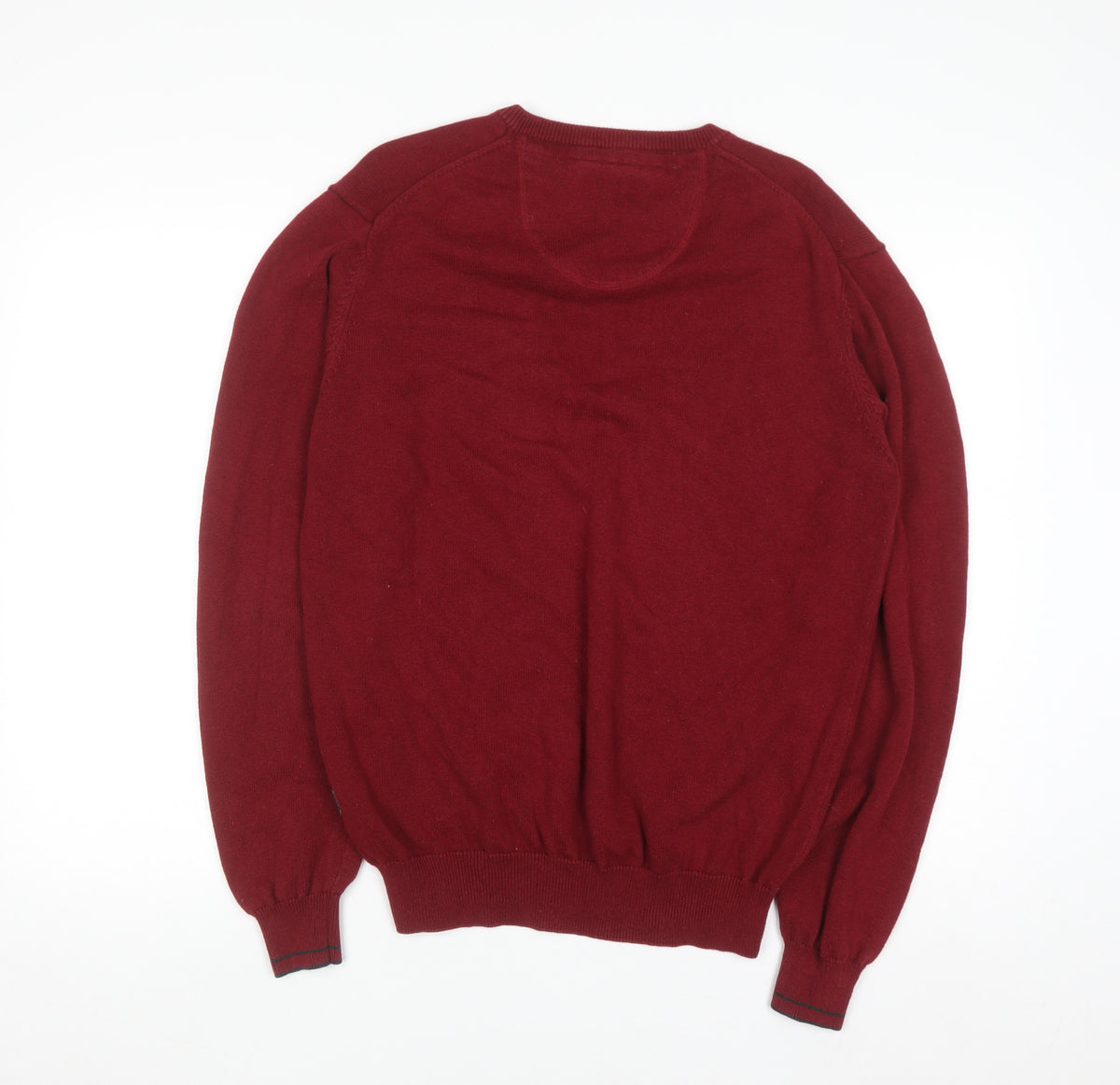 Fynch-Hatton Men's Red Wool Cotton V-Neck Jumper Medium