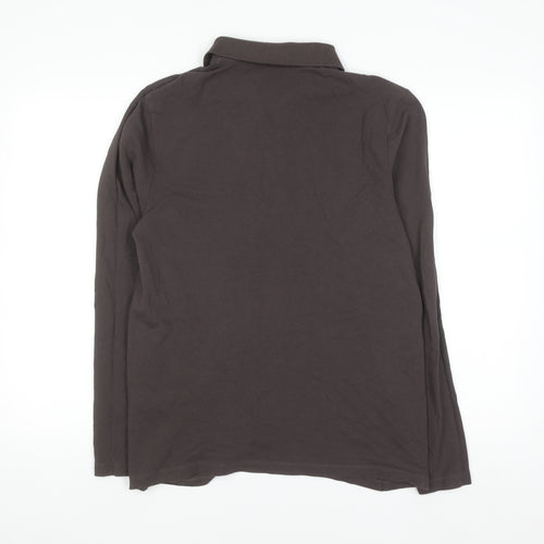 ASOS Men's Brown Long Sleeve Cotton Polo Shirt M Regular Fit