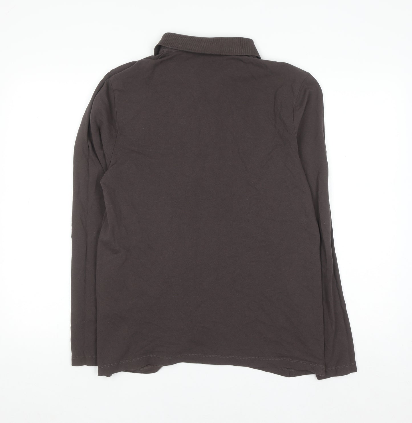ASOS Men's Brown Long Sleeve Cotton Polo Shirt M Regular Fit