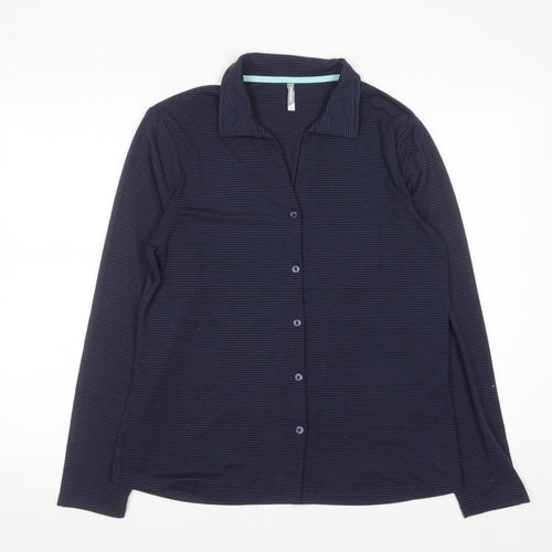 Rohan Women Blue Size 16 Button-Up Travel Shirt Long Sleeve