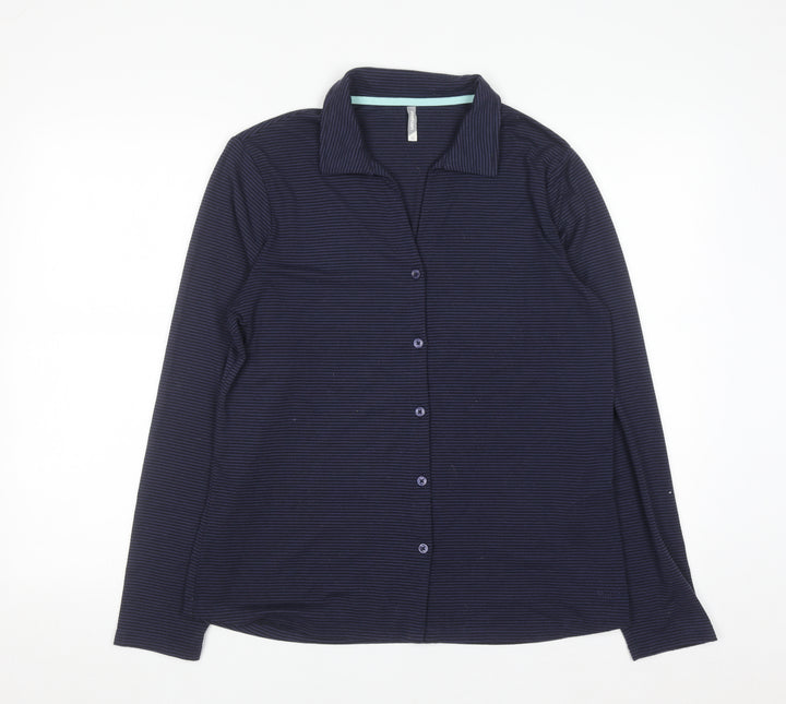 Rohan Women Blue Size 16 Button-Up Travel Shirt Long Sleeve
