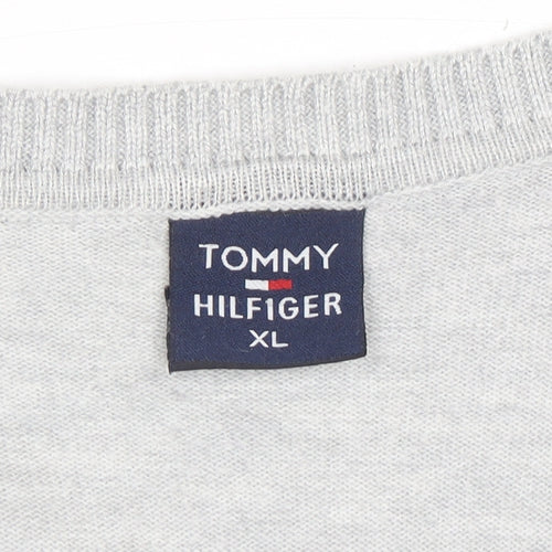 Tommy Hilfiger Men’s Grey Cotton V-Neck Cardigan XL
