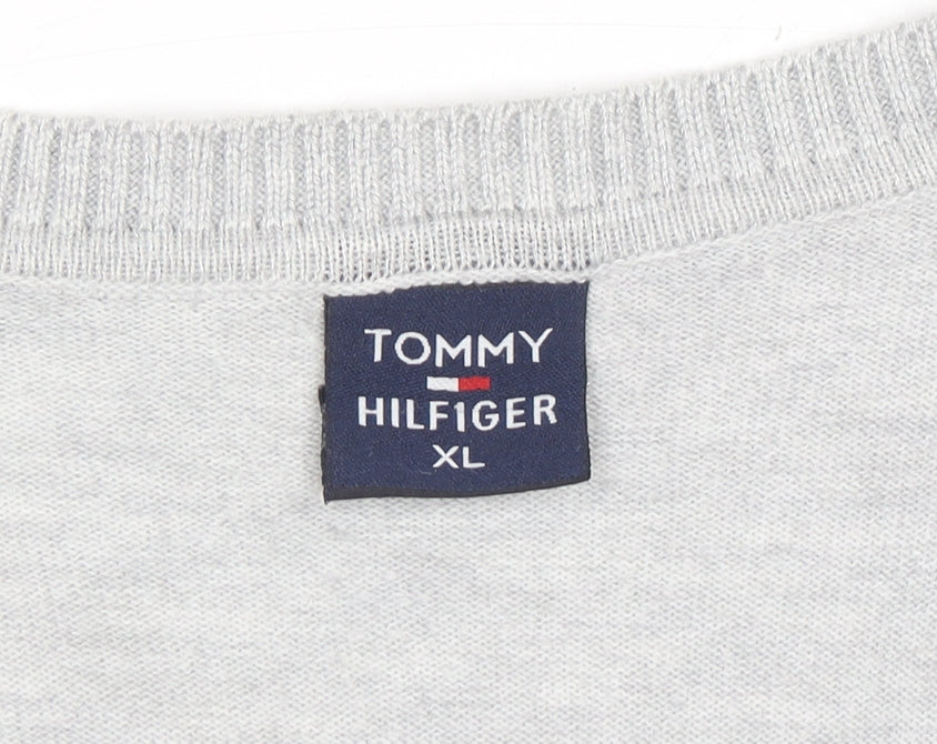 Tommy Hilfiger Men’s Grey Cotton V-Neck Cardigan XL