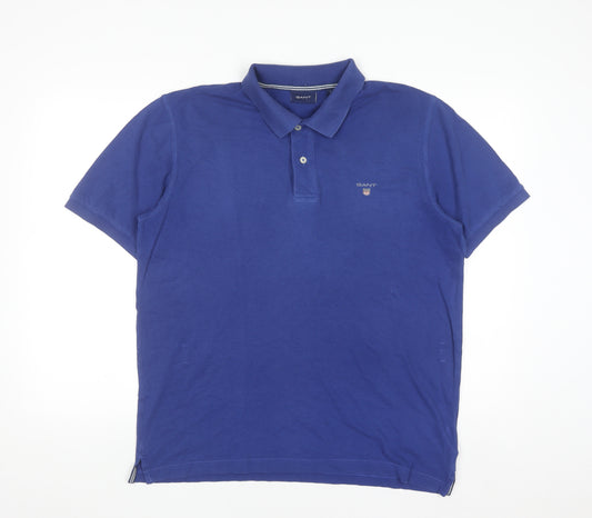 GANT Men's Blue Cotton Short Sleeve Polo Shirt Size L