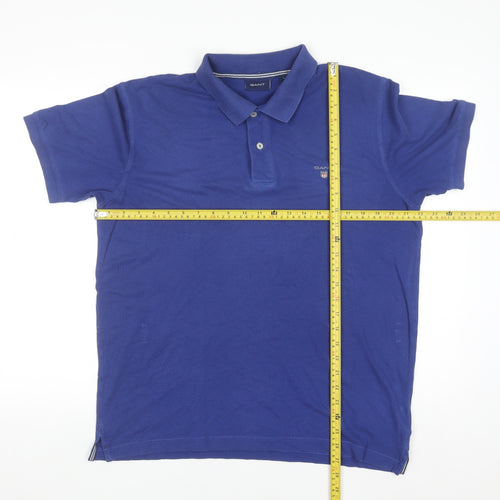 GANT Men's Blue Cotton Short Sleeve Polo Shirt Size L