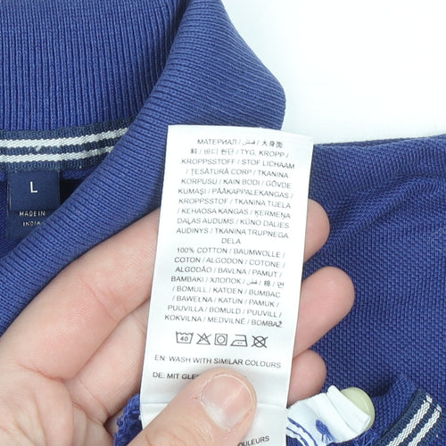 GANT Men's Blue Cotton Short Sleeve Polo Shirt Size L