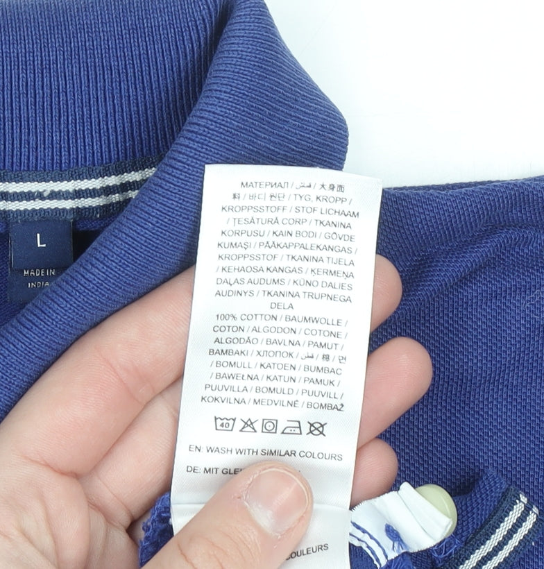 GANT Men's Blue Cotton Short Sleeve Polo Shirt Size L