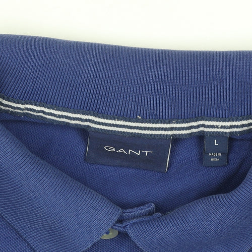 GANT Men's Blue Cotton Short Sleeve Polo Shirt Size L