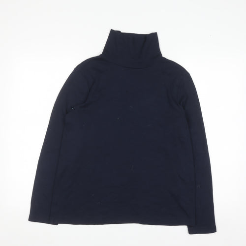 Cotton Traders Women's Navy Blue Roll Neck Long Sleeve Cotton Top Size 16