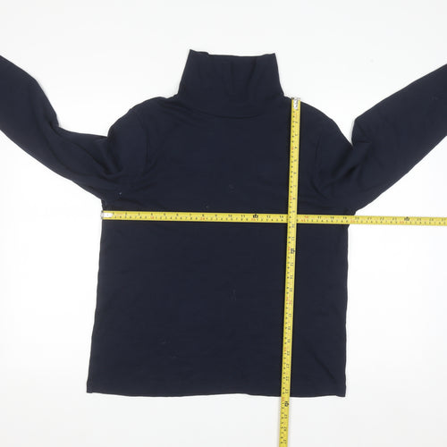 Cotton Traders Women's Navy Blue Roll Neck Long Sleeve Cotton Top Size 16