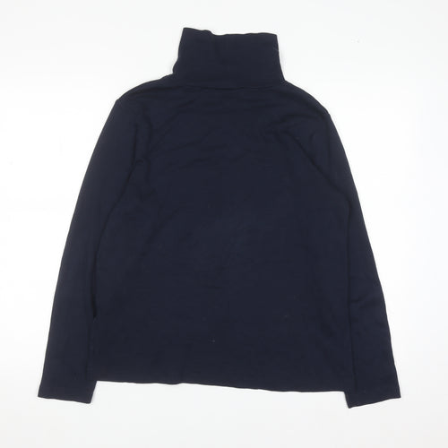 Cotton Traders Women's Navy Blue Roll Neck Long Sleeve Cotton Top Size 16
