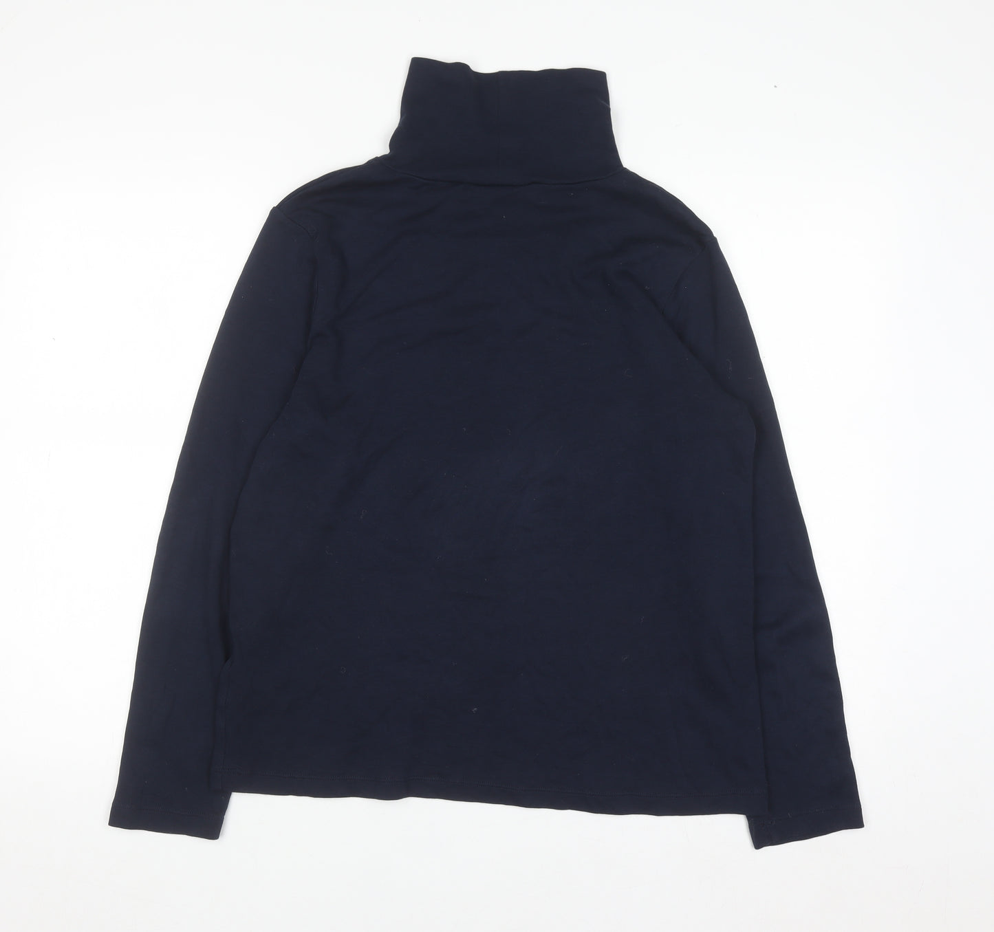 Cotton Traders Women's Navy Blue Roll Neck Long Sleeve Cotton Top Size 16