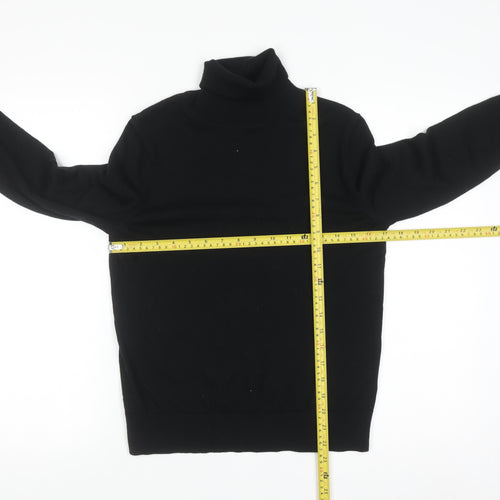 Marks and Spencer Women’s Black Merino Wool Roll Neck Jumper Size 10