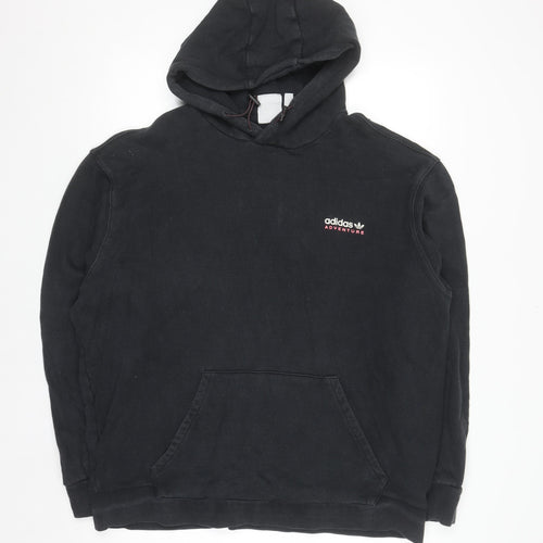 Adidas Adventure Black Cotton Hoodie Womens XL Pullover Logo Sweatshirt