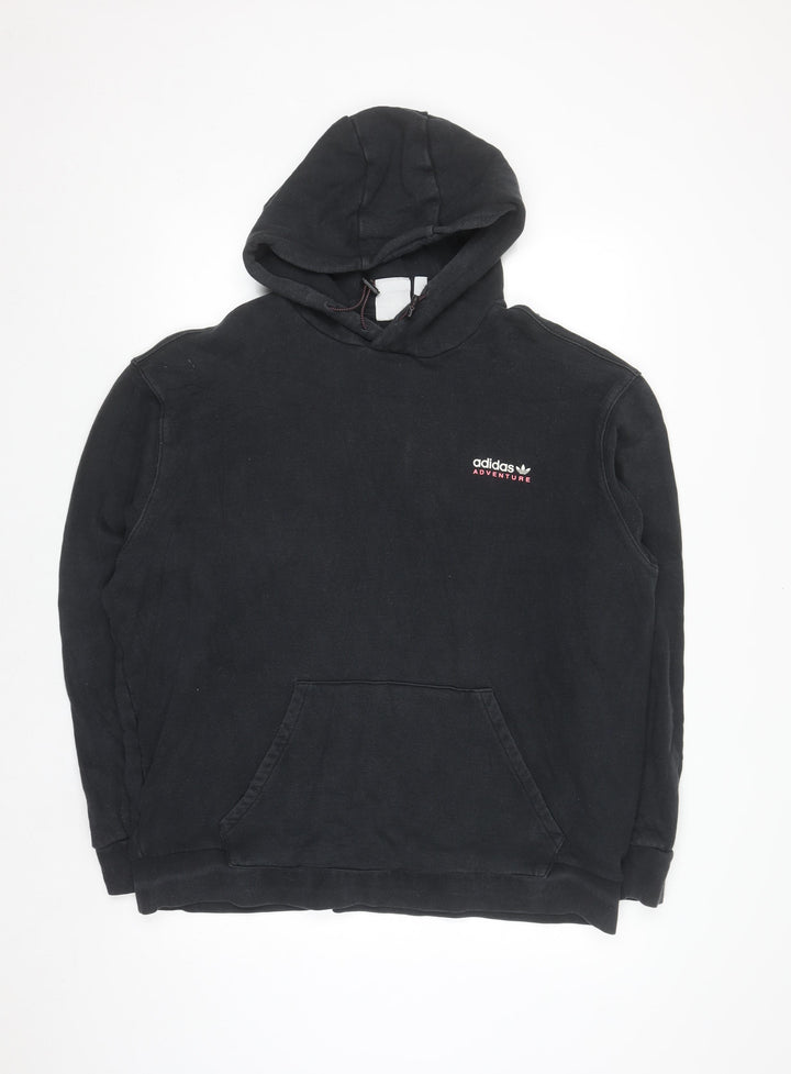 Adidas Adventure Black Cotton Hoodie Womens XL Pullover Logo Sweatshirt