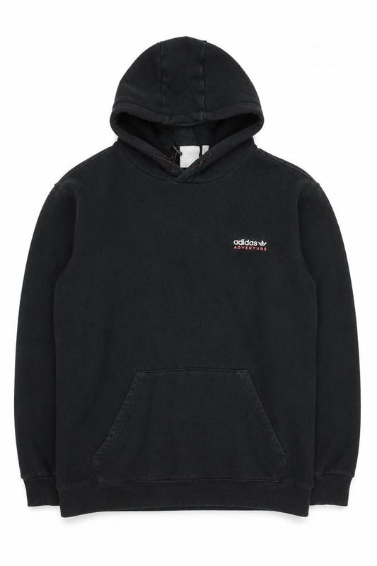 Front view of Adidas Adventure Black Cotton Hoodie women’s xl pullover logo sweatshirt