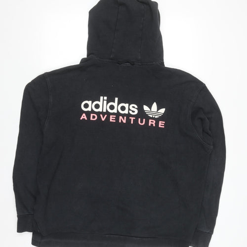 Adidas Adventure Black Cotton Hoodie Womens XL Pullover Logo Sweatshirt
