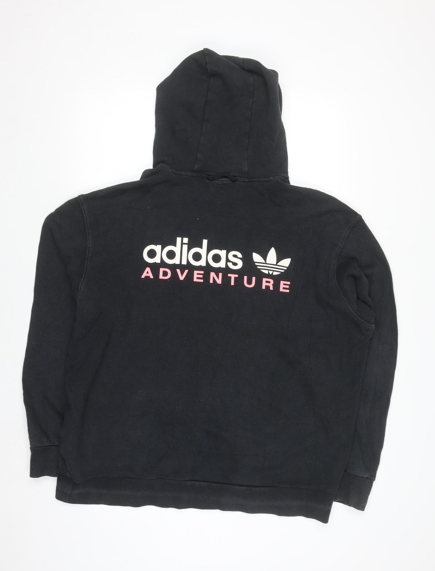 Adidas Adventure Black Cotton Hoodie Womens XL Pullover Logo Sweatshirt