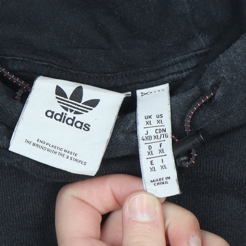 Adidas Adventure Black Cotton Hoodie Womens XL Pullover Logo Sweatshirt