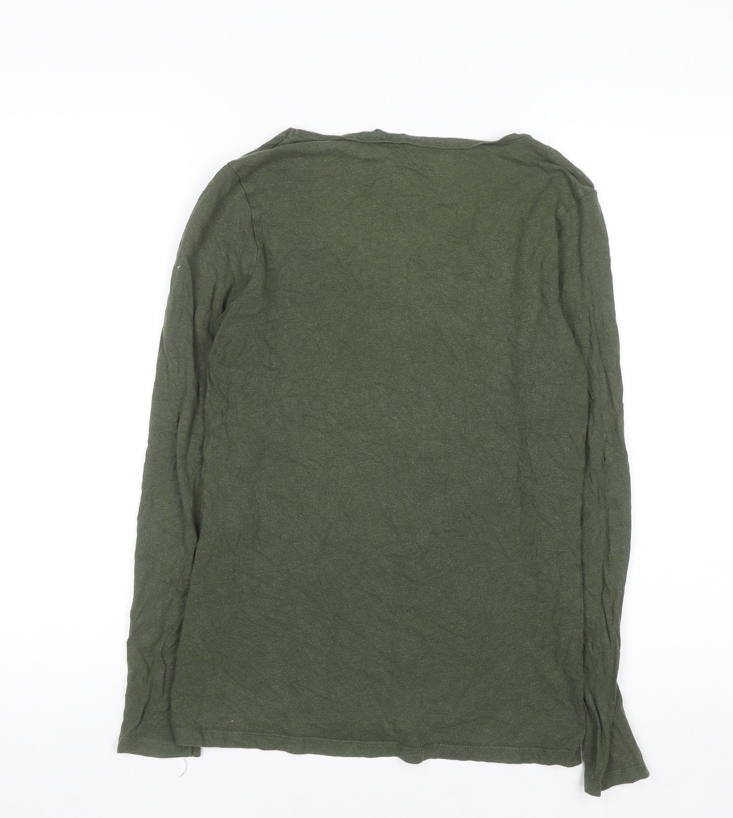 FatFace Women's Green Long Sleeve V-Neck Basic Top Size 12