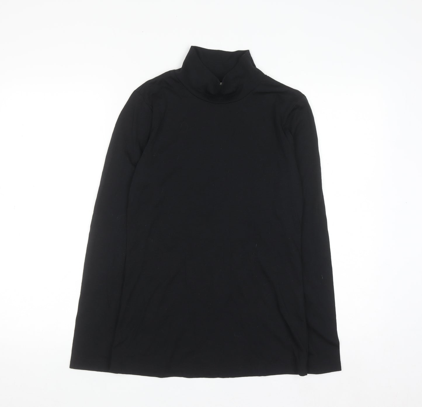 Marks and Spencer Women Black Roll Neck Long Sleeve Jersey Top Size 10