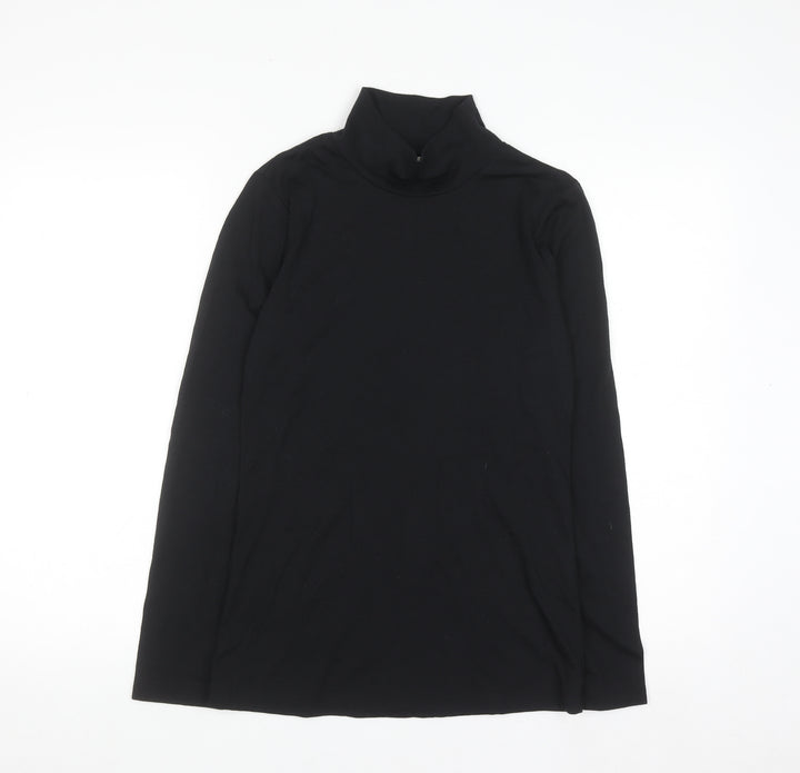 Marks and Spencer Women Black Roll Neck Long Sleeve Jersey Top Size 10