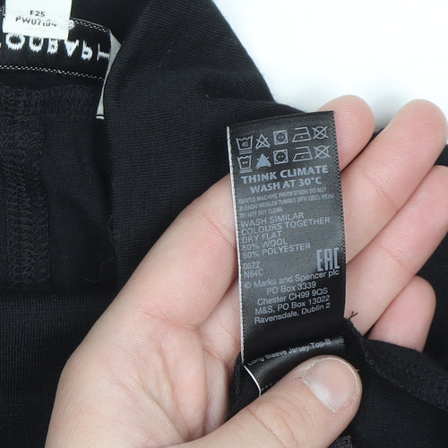 Marks and Spencer Women Black Roll Neck Long Sleeve Jersey Top Size 10