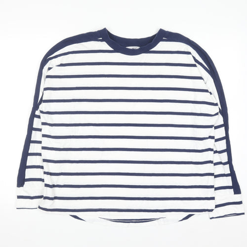 Next Women’s White Navy Striped Long Sleeve Cotton T-Shirt L