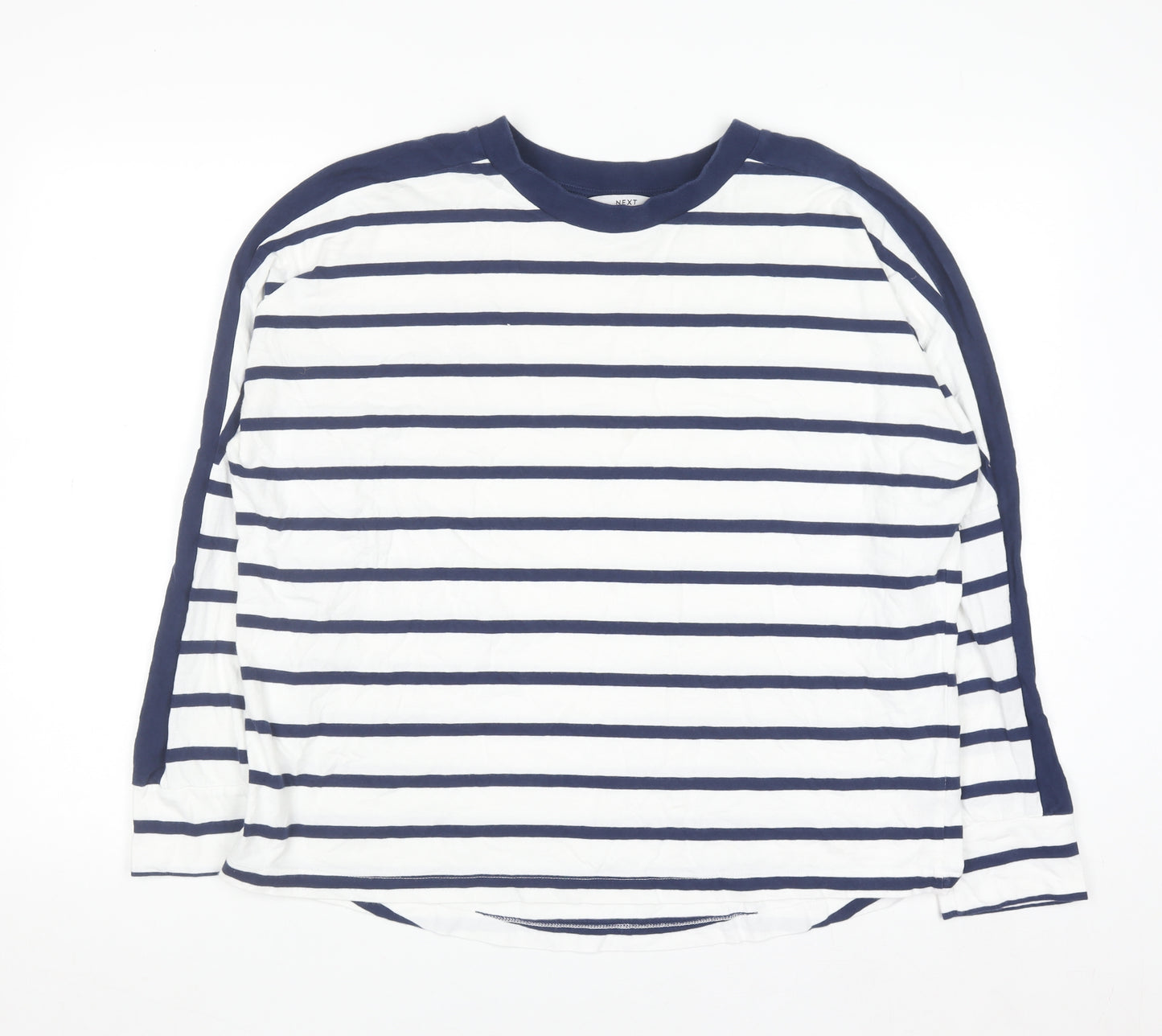 Next Women’s White Navy Striped Long Sleeve Cotton T-Shirt L