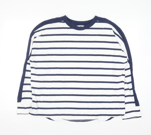 Next Women’s White Navy Striped Long Sleeve Cotton T-Shirt L
