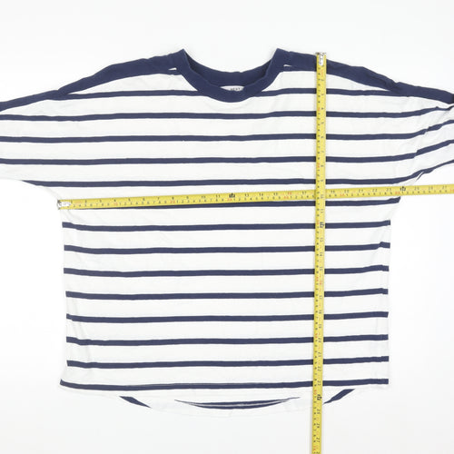 Next Women’s White Navy Striped Long Sleeve Cotton T-Shirt L