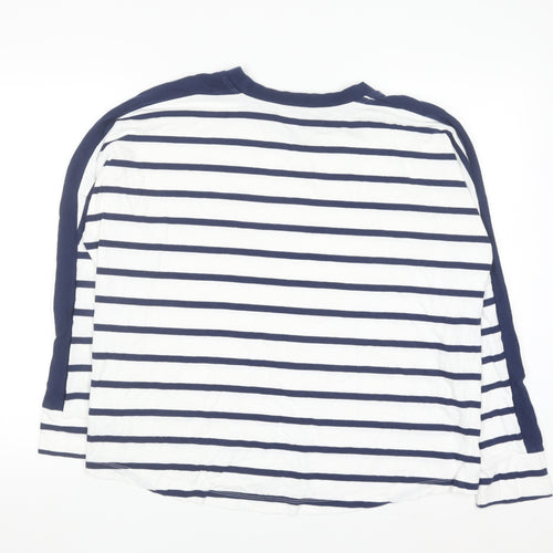 Next Women’s White Navy Striped Long Sleeve Cotton T-Shirt L