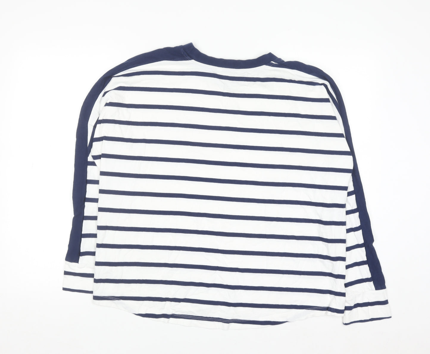 Next Women’s White Navy Striped Long Sleeve Cotton T-Shirt L