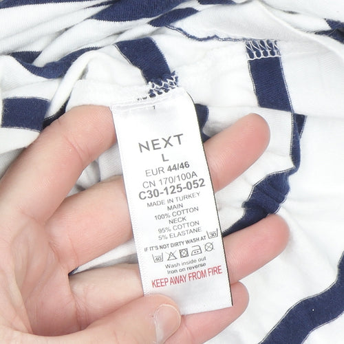 Next Women’s White Navy Striped Long Sleeve Cotton T-Shirt L