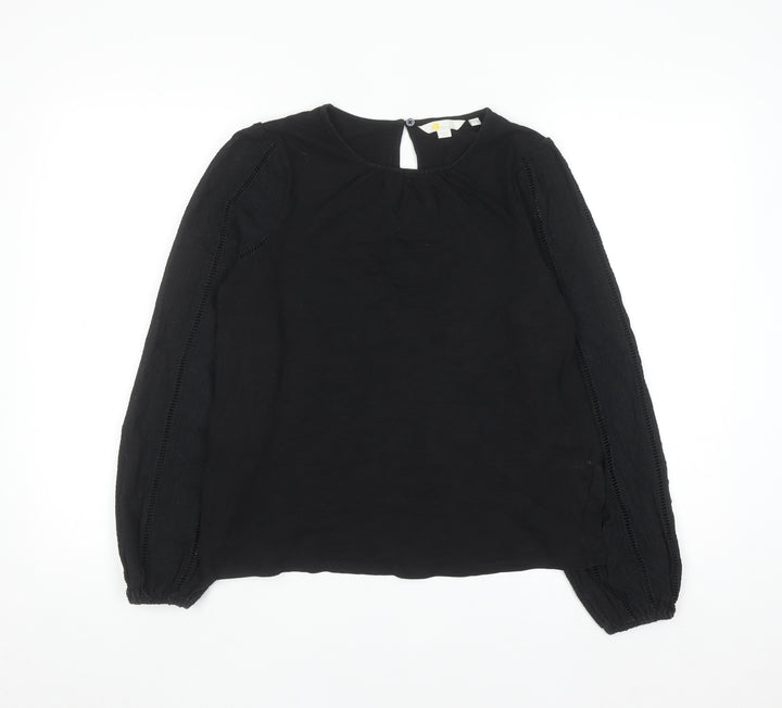 Boden Women's Black 100% Cotton Long Sleeve Blouse UK 12