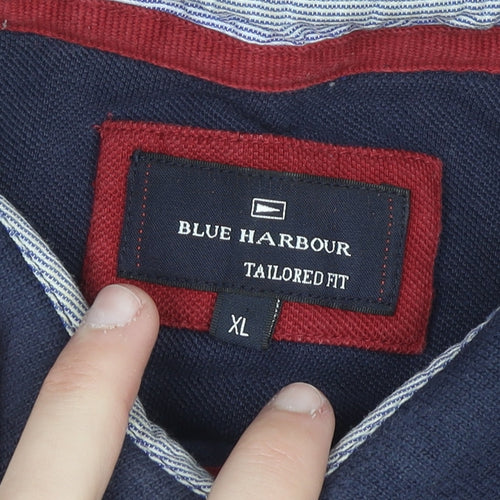 Marks and Spencer Blue Harbour Men's Blue XL Cotton Polo Shirt