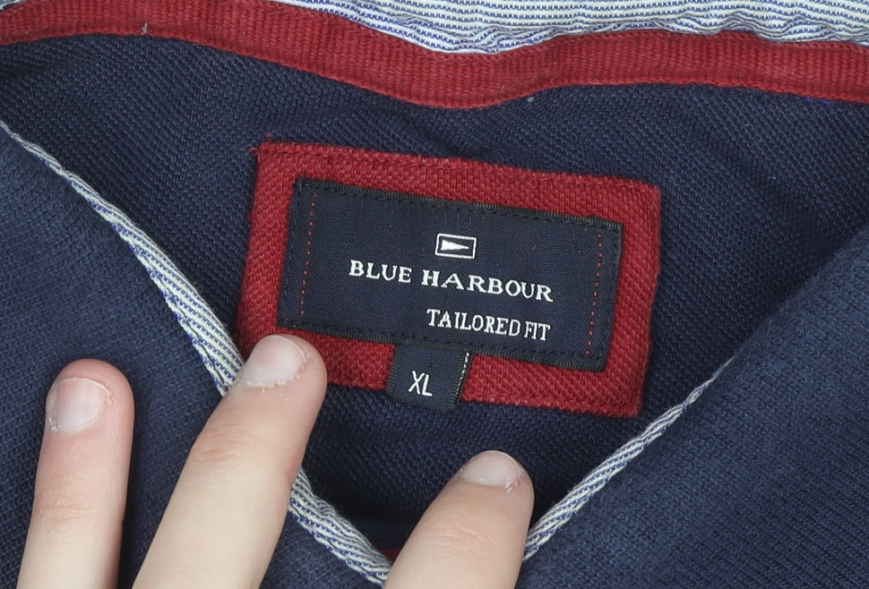 Marks and Spencer Blue Harbour Men's Blue XL Cotton Polo Shirt