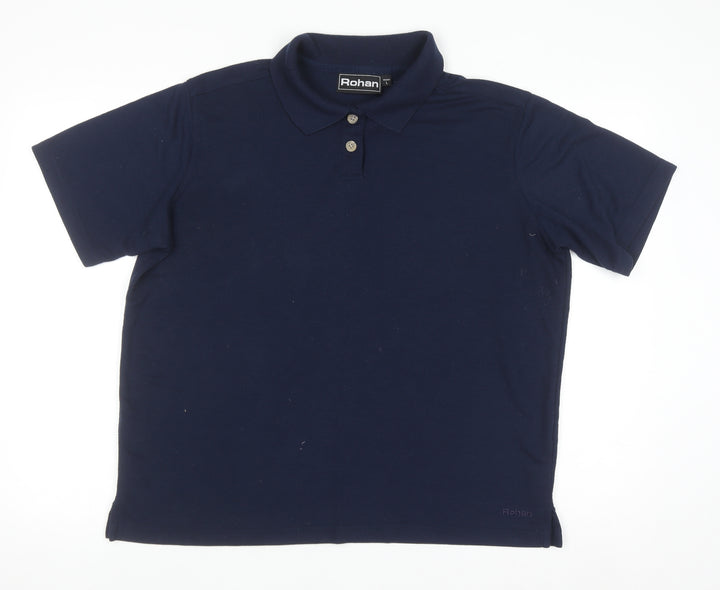 Rohan Womens Blue L Polo Shirt Short Sleeve Moisture Wicking Top