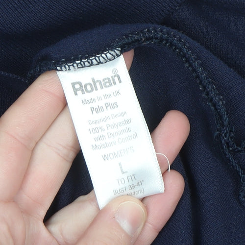 Rohan Womens Blue L Polo Shirt Short Sleeve Moisture Wicking Top