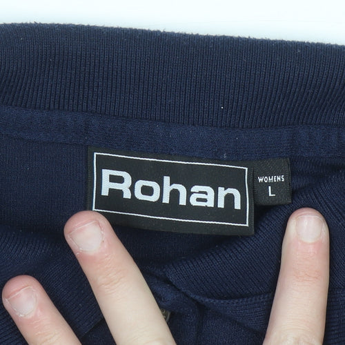 Rohan Womens Blue L Polo Shirt Short Sleeve Moisture Wicking Top
