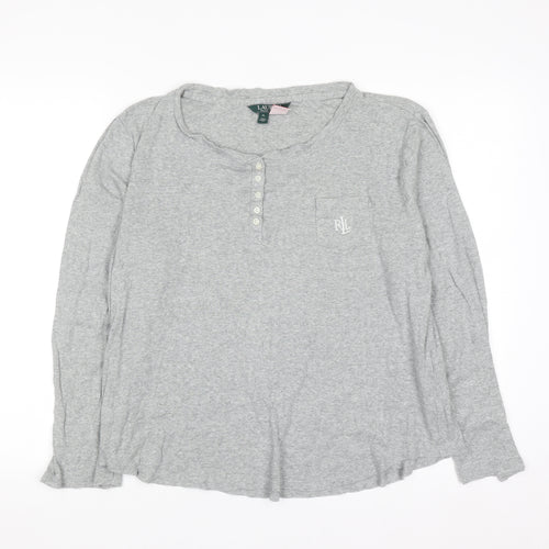 Ralph Lauren Women’s Grey Long Sleeve Henley Jersey Top Size XL