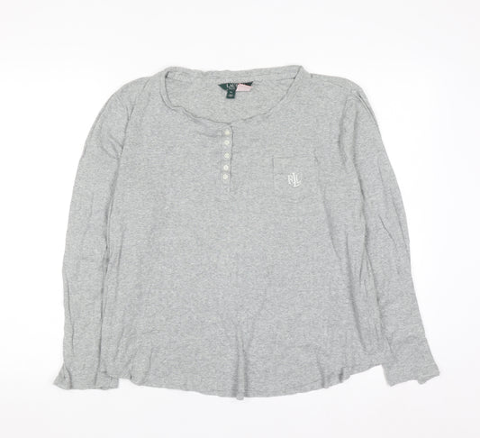 Ralph Lauren Women’s Grey Long Sleeve Henley Jersey Top Size XL