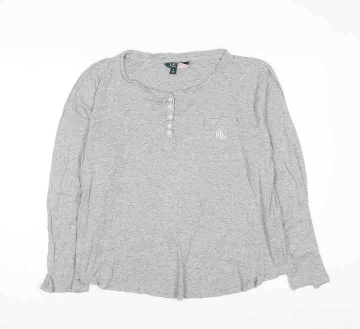 Ralph Lauren Women’s Grey Long Sleeve Henley Jersey Top Size XL