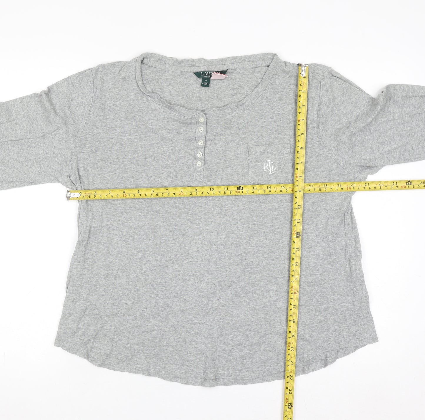 Ralph Lauren Women’s Grey Long Sleeve Henley Jersey Top Size XL