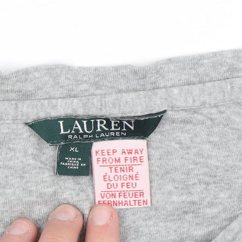 Ralph Lauren Women’s Grey Long Sleeve Henley Jersey Top Size XL